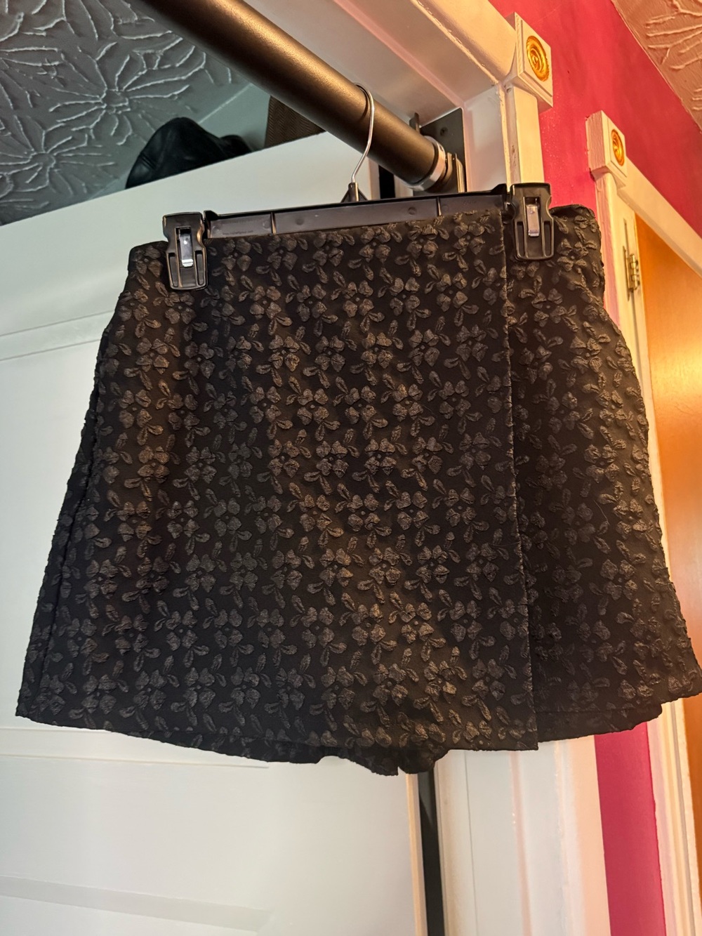 Black Floral Jacquard A-Line Skort. Never worn!